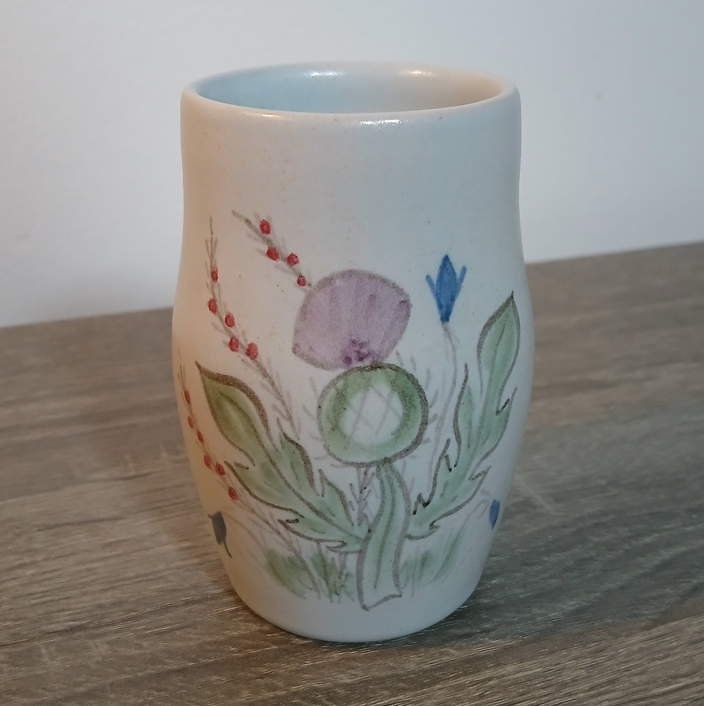 Vintage Buchan Stoneware Pottery Scotland Thistle Bud Vase